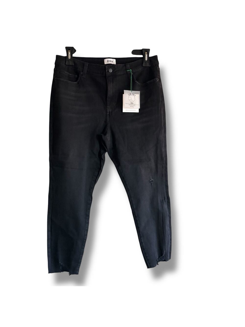 NWT Pistola Size 33 Black Audrey Crop Mid Rise Cut Off Ankle Grazer Jeans